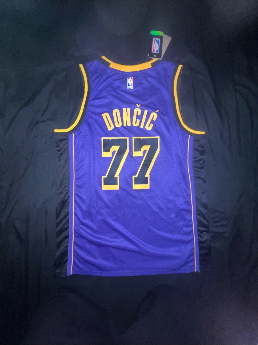 NBA Luka Dončić #77 Purple and Gold Jersey